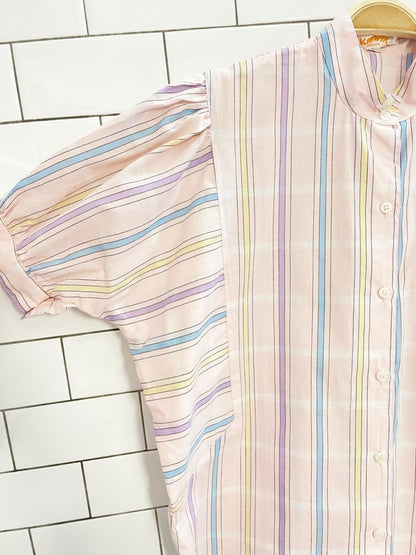 vintage 80s kampik pink stripe shirt - good market thrift store
