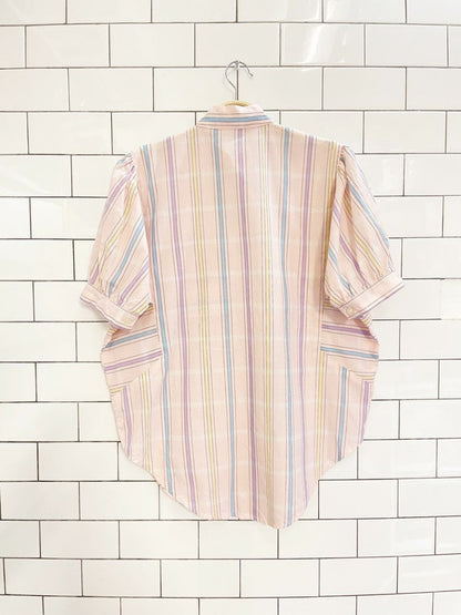 vintage 80s kampik pink stripe shirt - good market thrift store