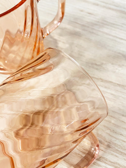 x2 vintage arcoroc france rose swirl glass mugs - good market thrift store