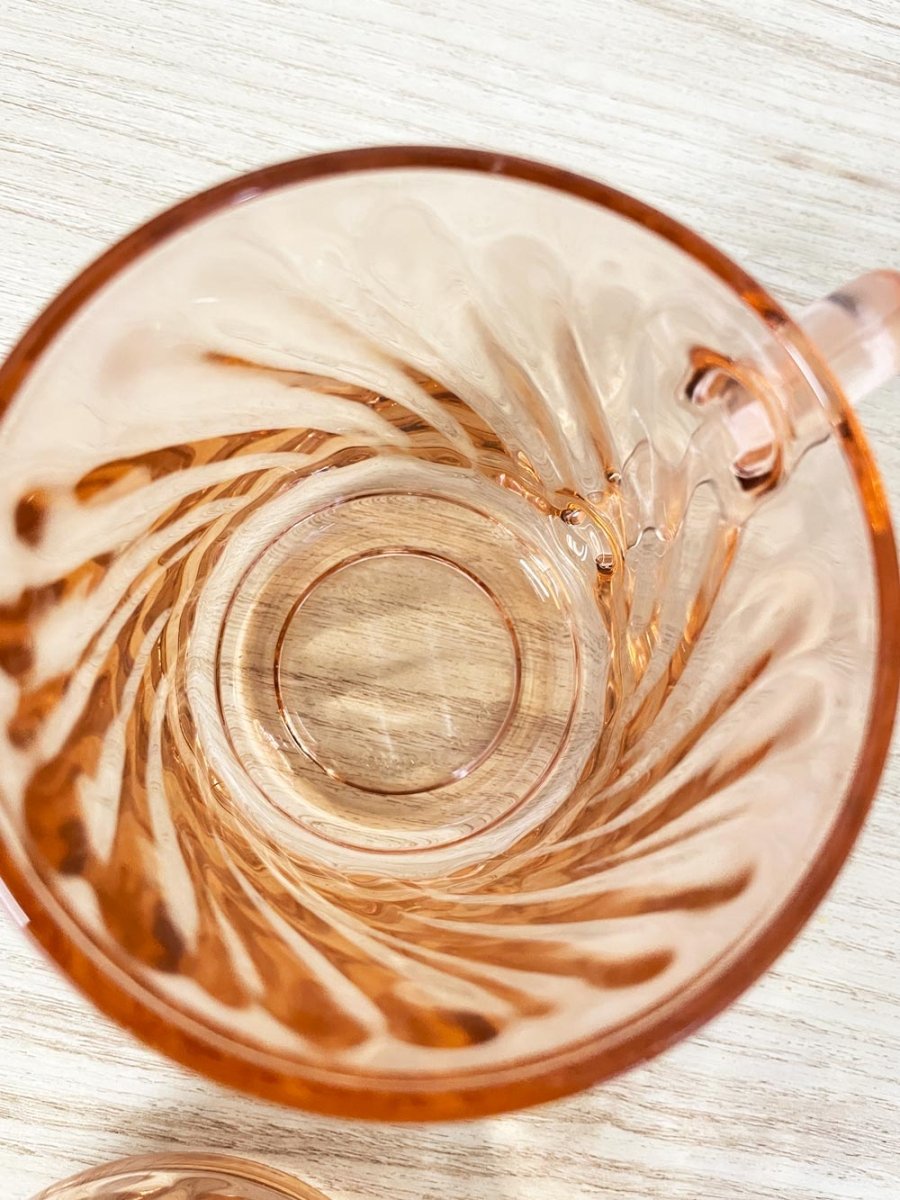 x2 vintage arcoroc france rose swirl glass mugs - good market thrift store