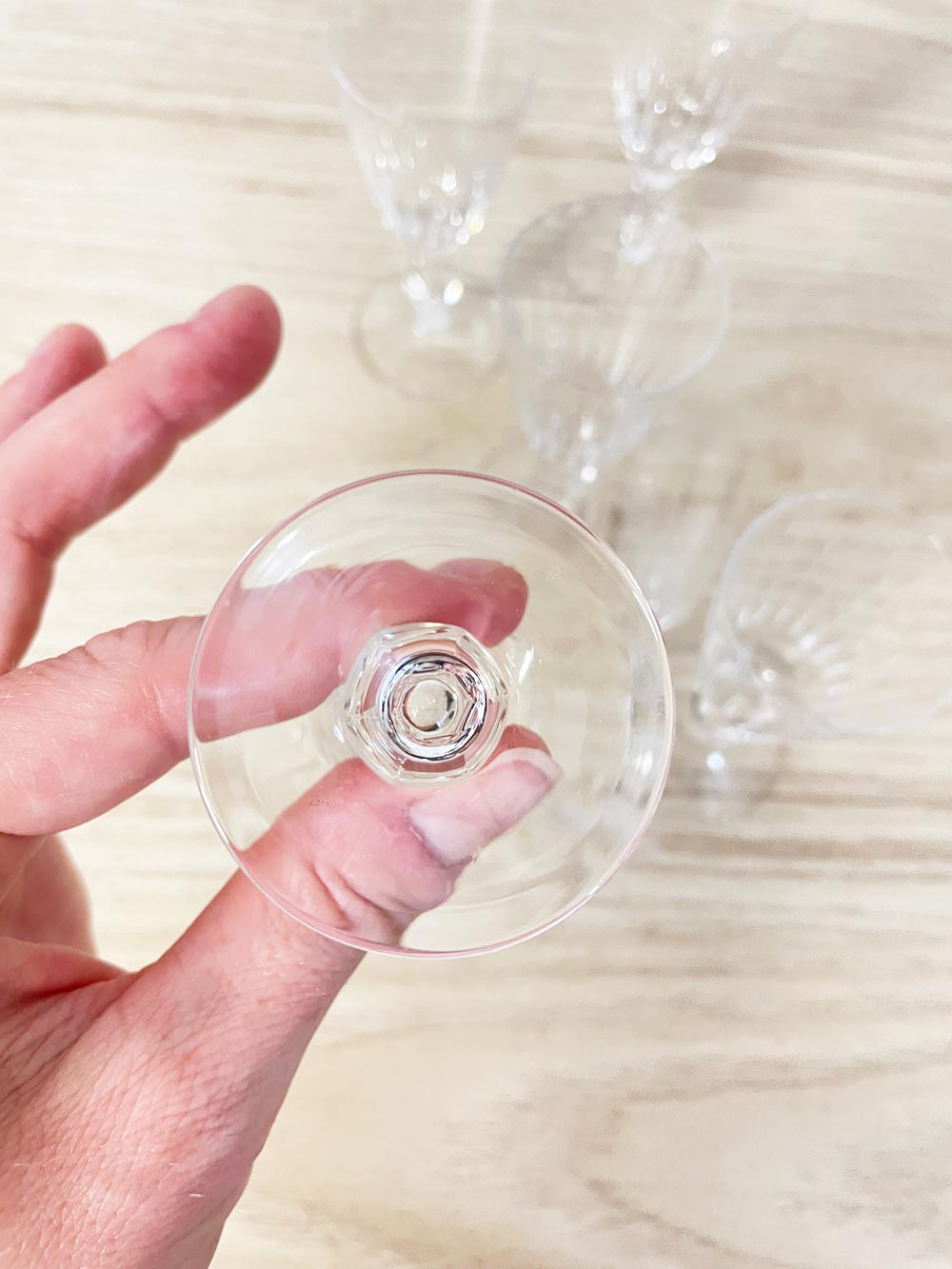 x6 vintage crystal shot glasses - good market thrift store