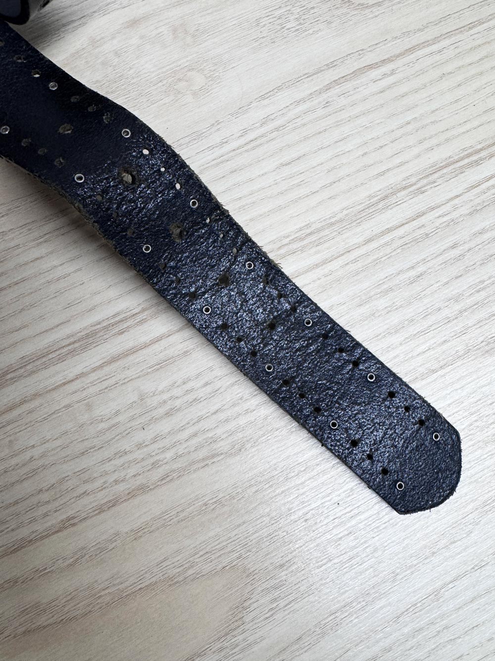 vintage 00s silver buckle studded leather belt | made in Italy