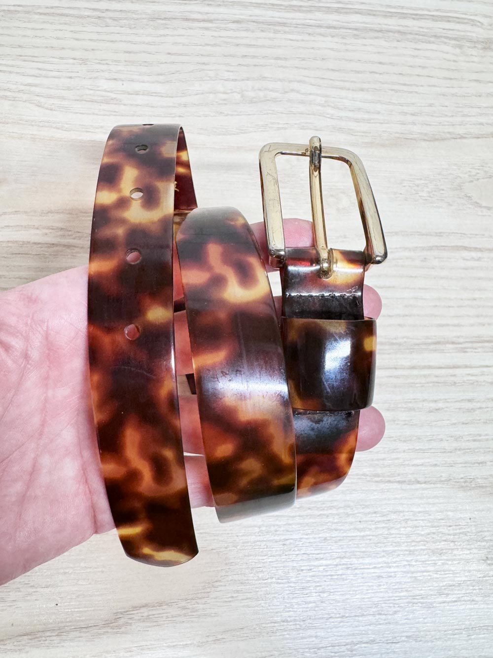 vintage tortoise translucent plastic belt | made in USA