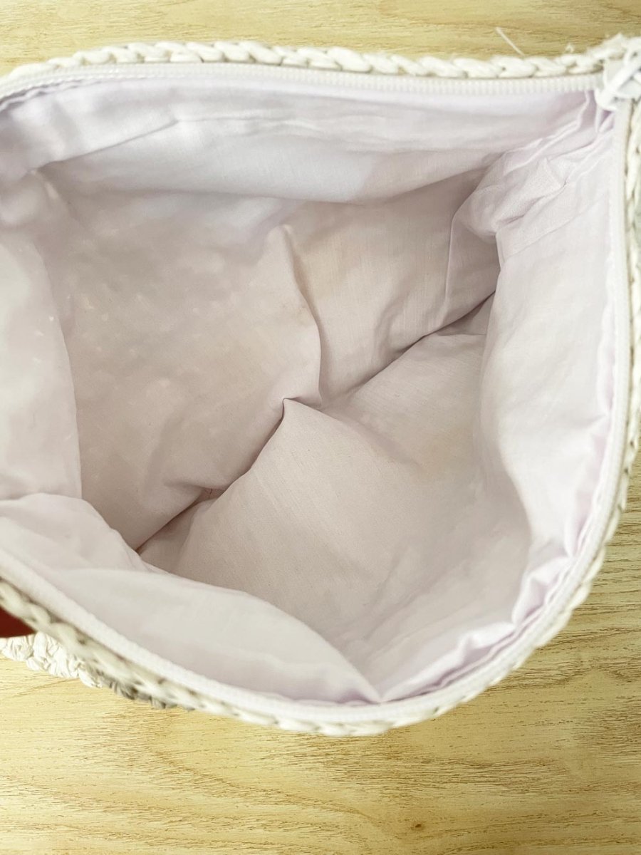 straw summer clutch with tassel zipper - good market thrift store