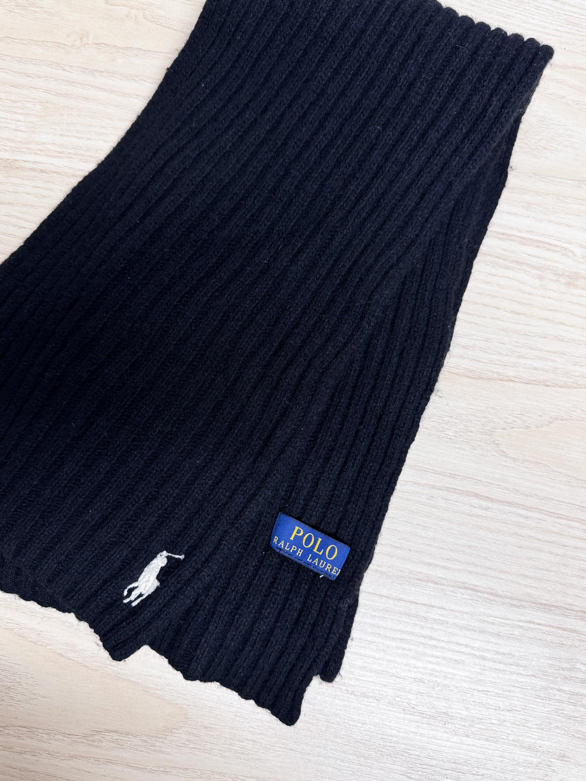 polo ralph lauren wool-blend ribbed knit scarf