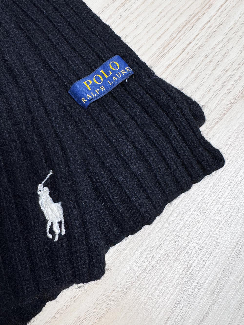 polo ralph lauren wool-blend ribbed knit scarf