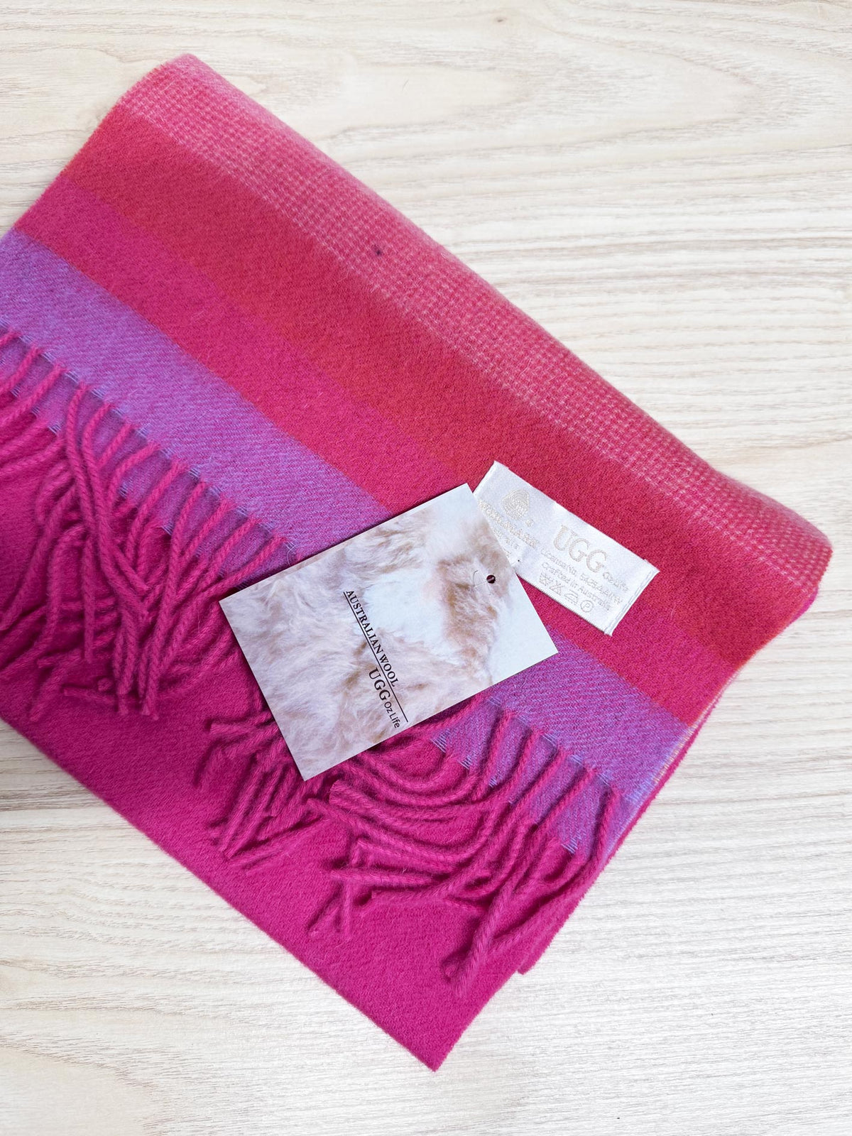 nwt ugg oz life 100% wool fringe scarf