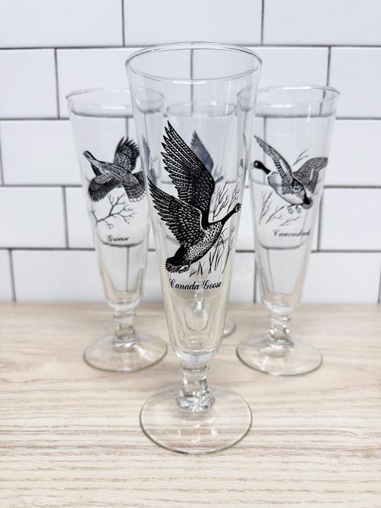 x4 vintage federal game birds glassware