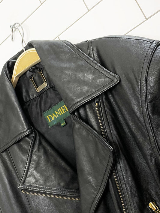 vintage 90s danier butter leather cropped biker jacket | lambskin