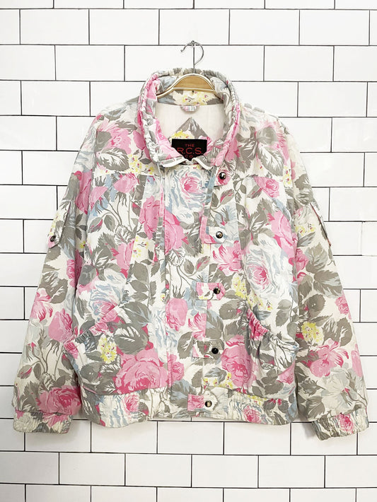 vintage 90s the rcs co quilted full zip floral bomber jacket