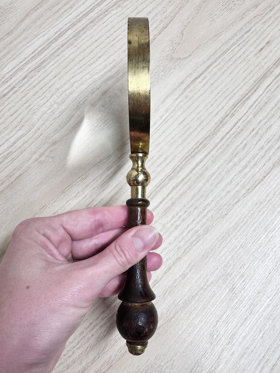 vintage brass + wood heavy magnifying glass