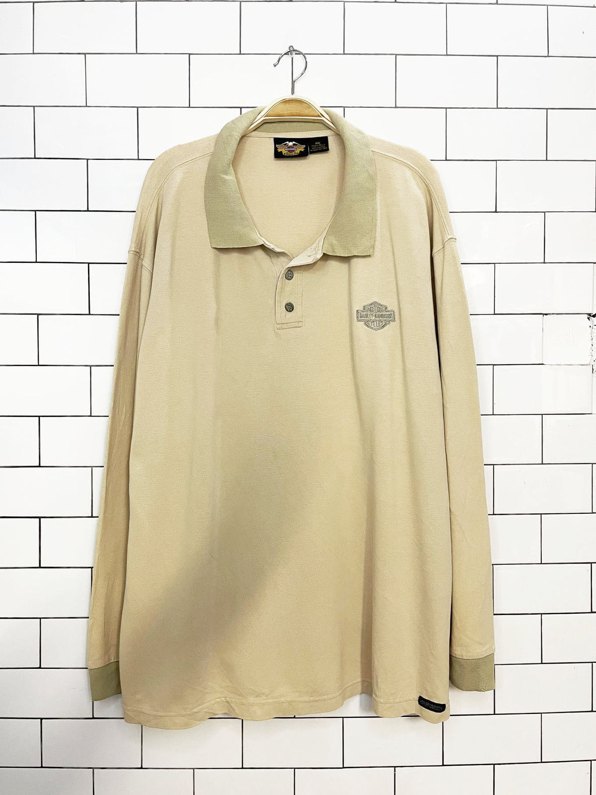 harley davidson pique polo long sleeve shirt