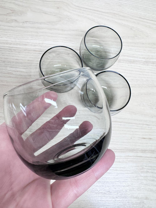 x4 vintage mcm smoke roly poly glasses