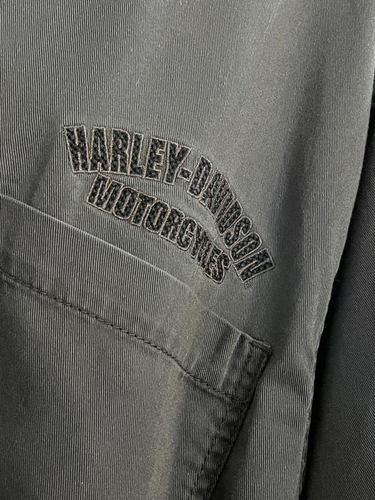 vintage harley davidson motorcycles embroidered full button shirt