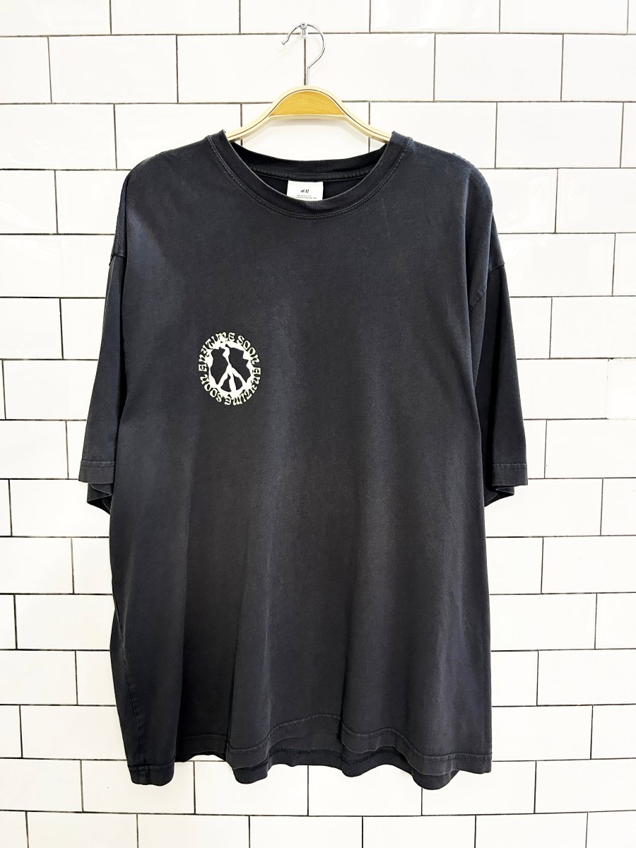 h&m peace anytime soon graphic tee - good market thrift store