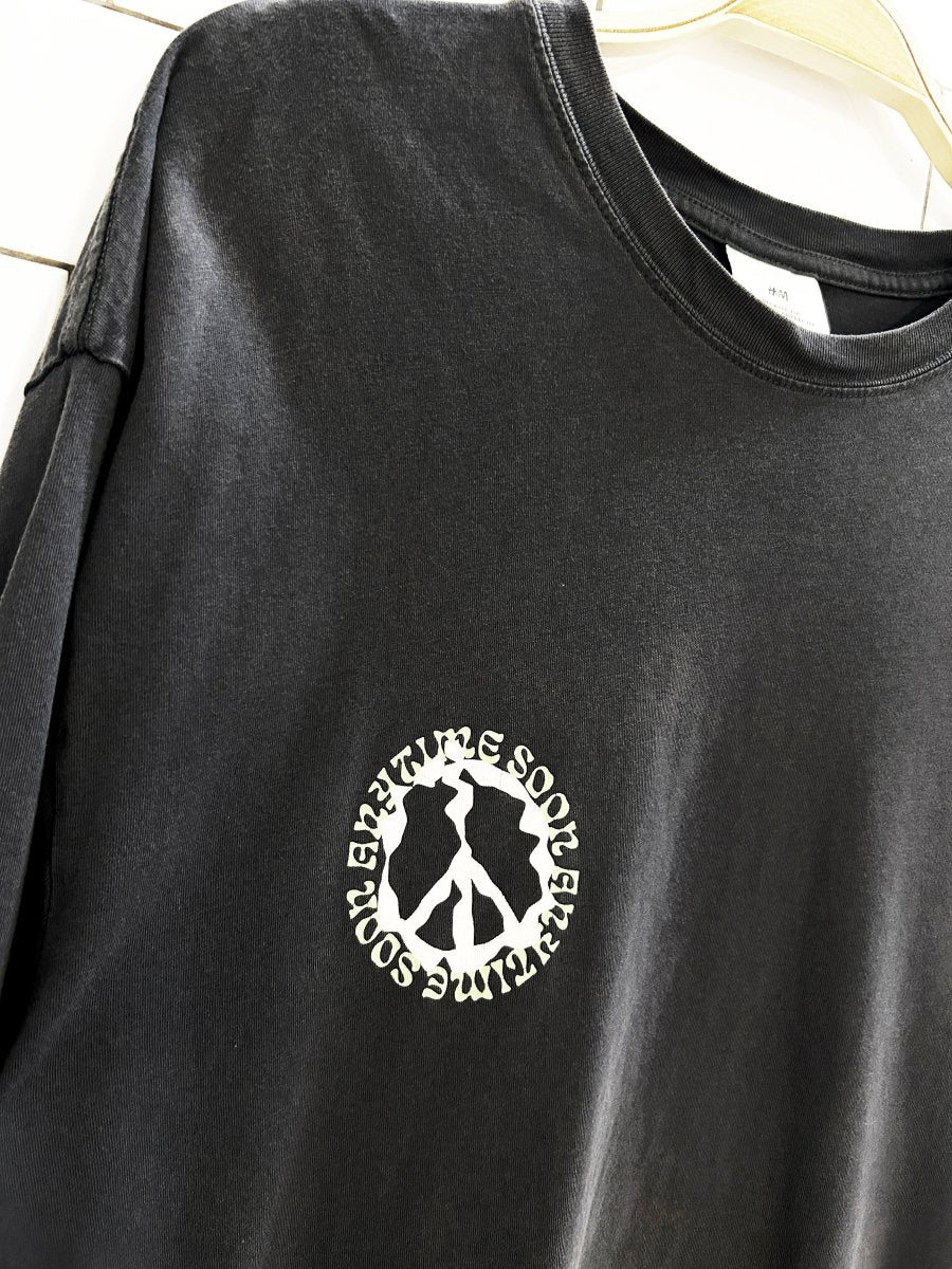 h&m peace anytime soon graphic tee - good market thrift store