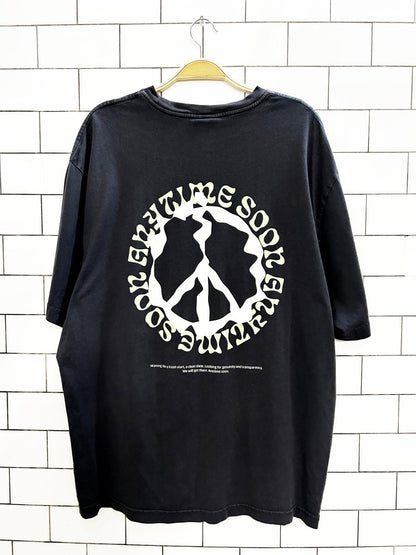 h&m peace anytime soon graphic tee - good market thrift store