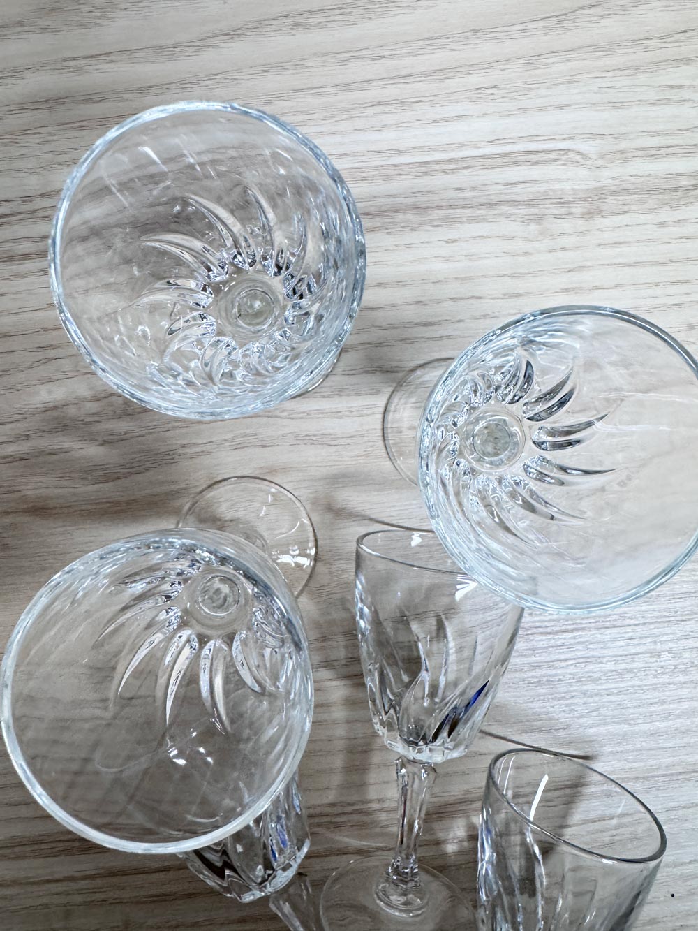 x6 vintage swirl crystal shot glasses | made in France