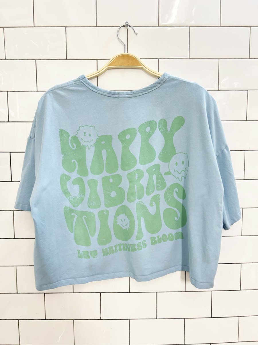 happy vibrations oversized boxy crop tee - good market thrift store