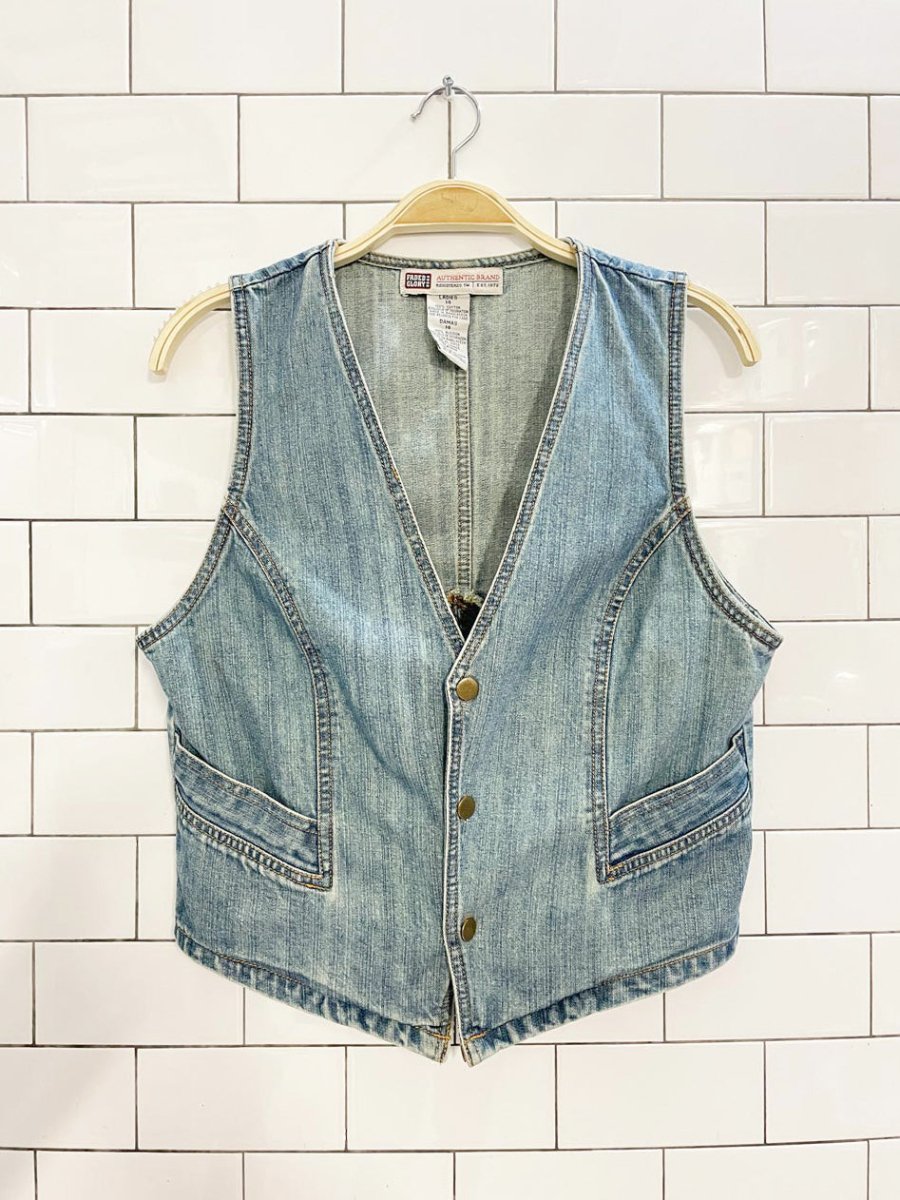 vintage faded glory suede lace up back denim vest - good market thrift store