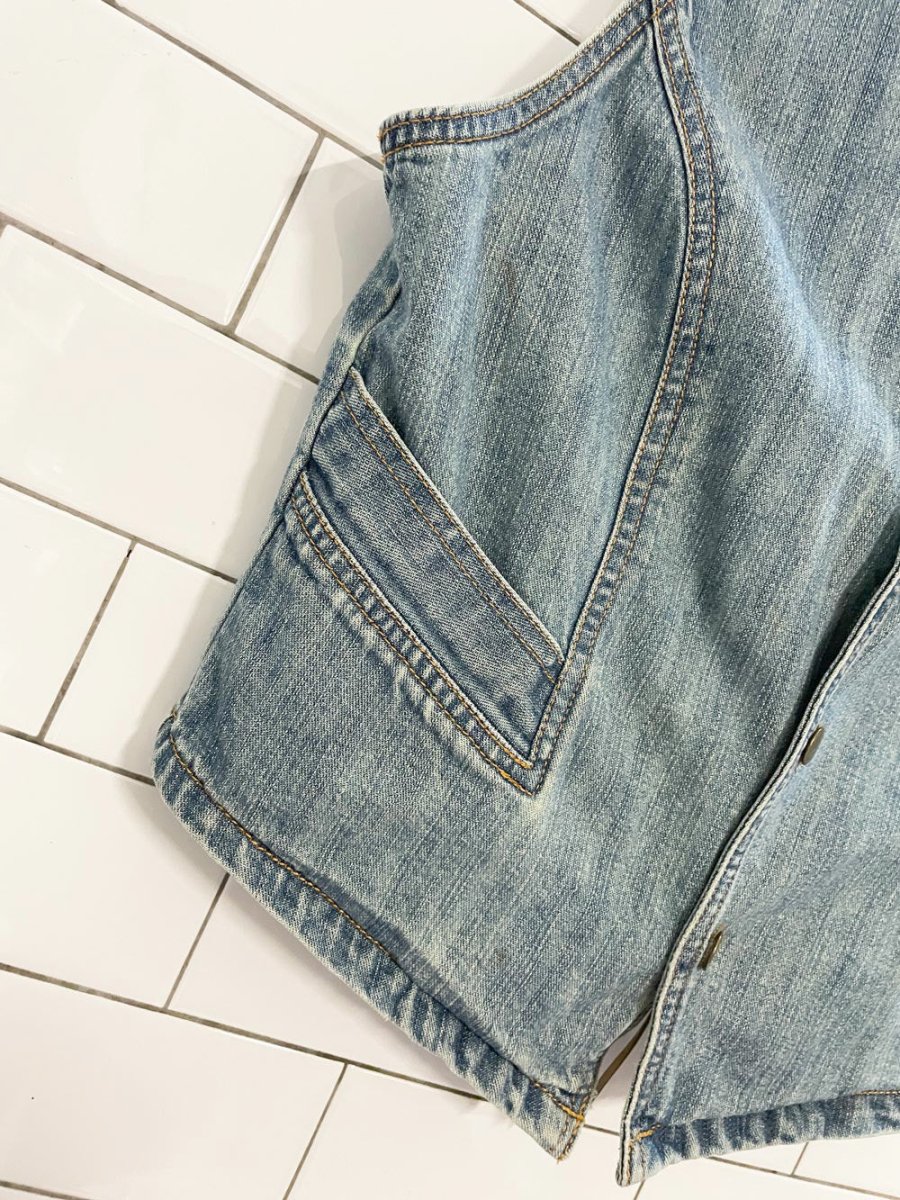 vintage faded glory suede lace up back denim vest - good market thrift store