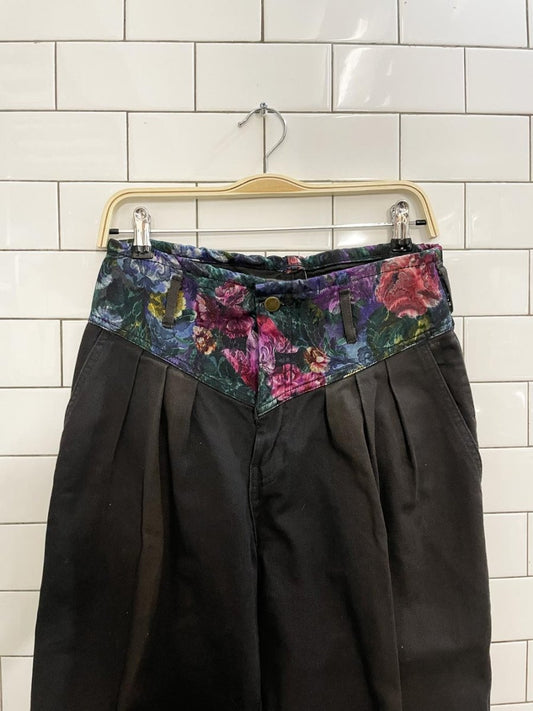 vintage 90s platoon floral waist tapered jeans - good market thrift store