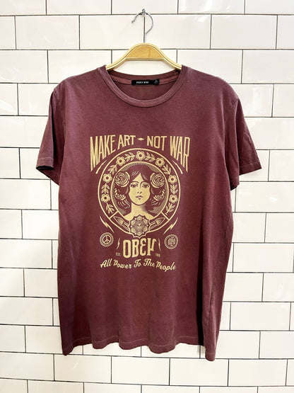 obey make art not war graphic tee - good market thrift store