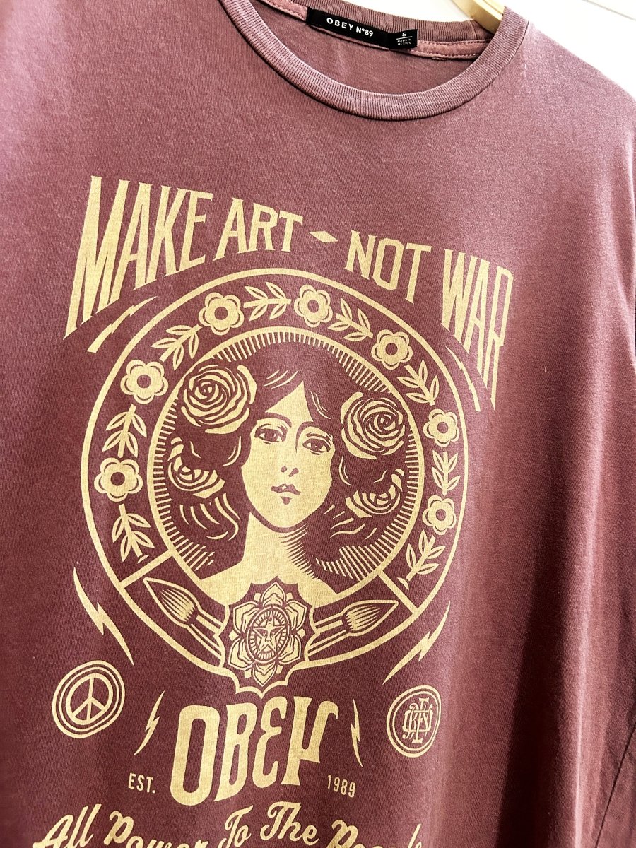 obey make art not war graphic tee - good market thrift store