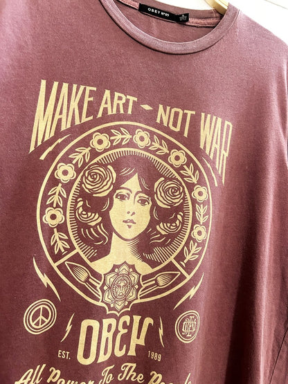 obey make art not war graphic tee - good market thrift store