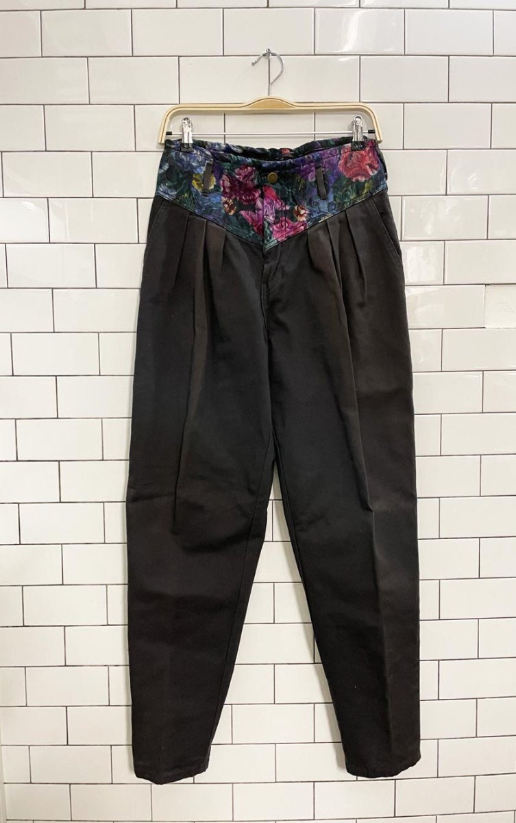 vintage 90s platoon floral waist tapered jeans - good market thrift store