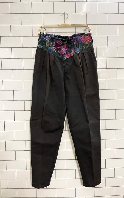 vintage 90s platoon floral waist tapered jeans - good market thrift store