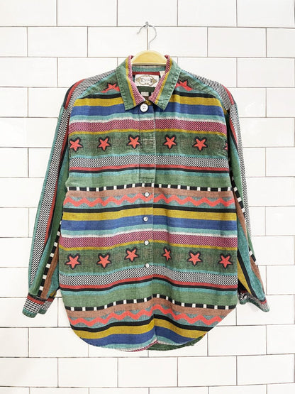 vintage 90s angelique NYC boho woven shirt | made in India - good market thrift store