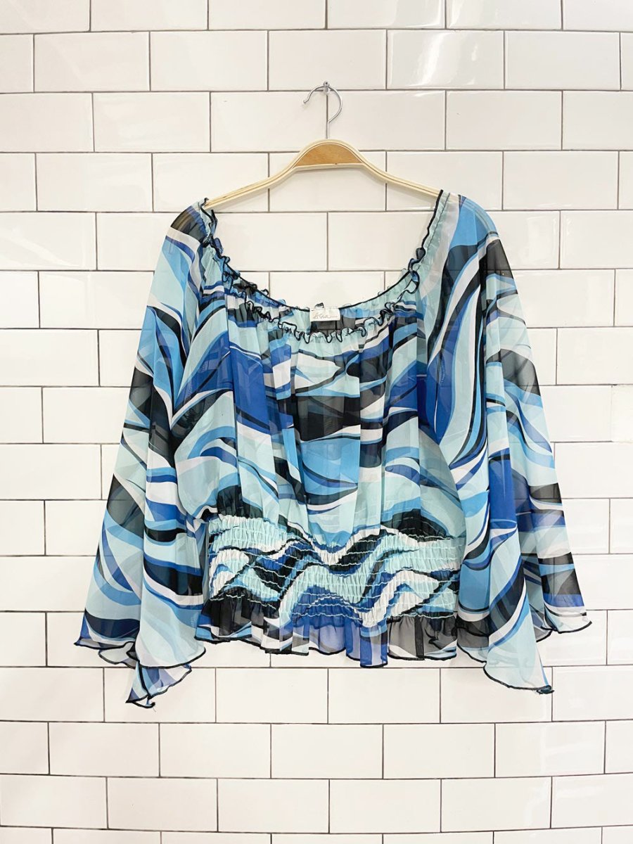 vintage assa USA boho chiffon bell sleeve blouse - good market thrift store