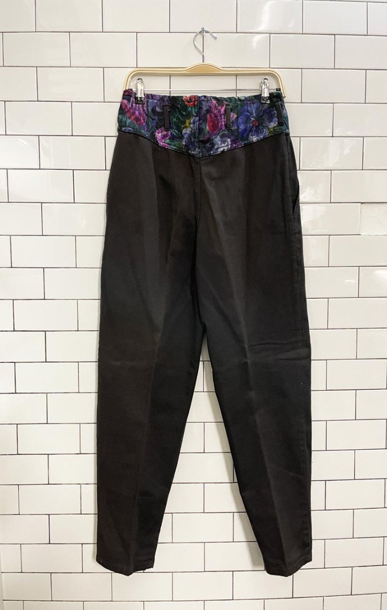 vintage 90s platoon floral waist tapered jeans - good market thrift store
