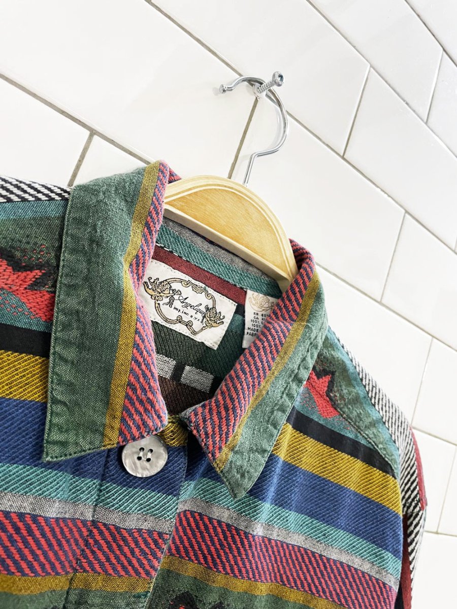 vintage 90s angelique NYC boho woven shirt | made in India - good market thrift store