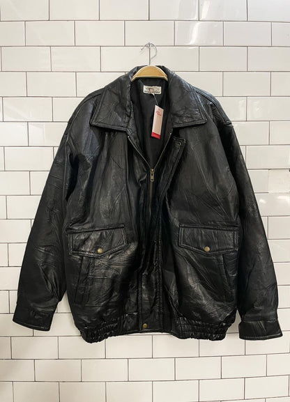vintage roadpro patchwork leather bomber jacket - good market thrift store
