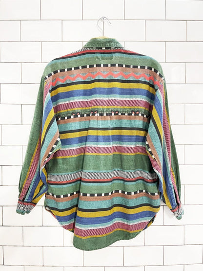 vintage 90s angelique NYC boho woven shirt | made in India - good market thrift store