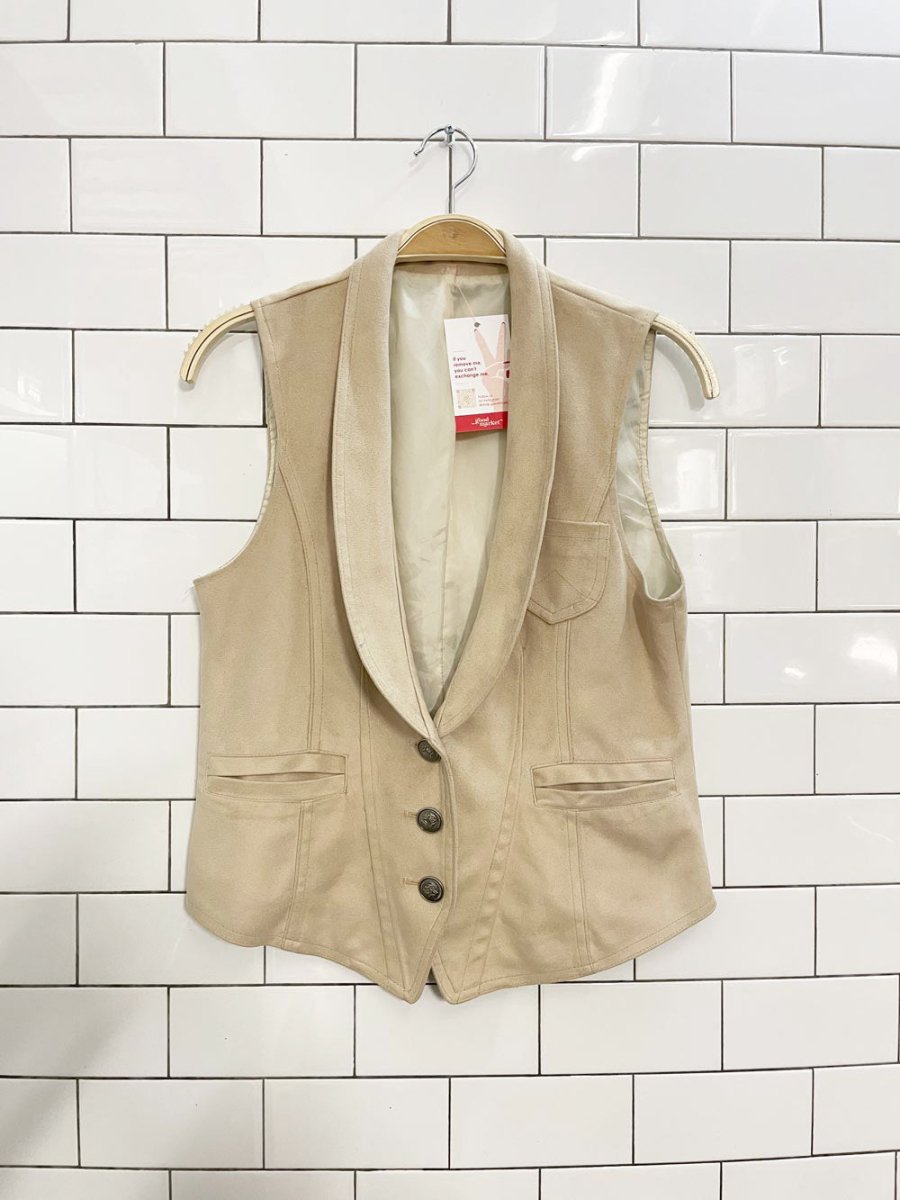 y2k faux suede fitted vest top - good market thrift store