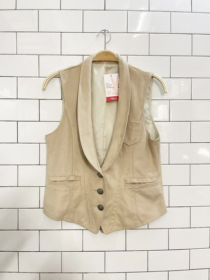 y2k faux suede fitted vest top - good market thrift store