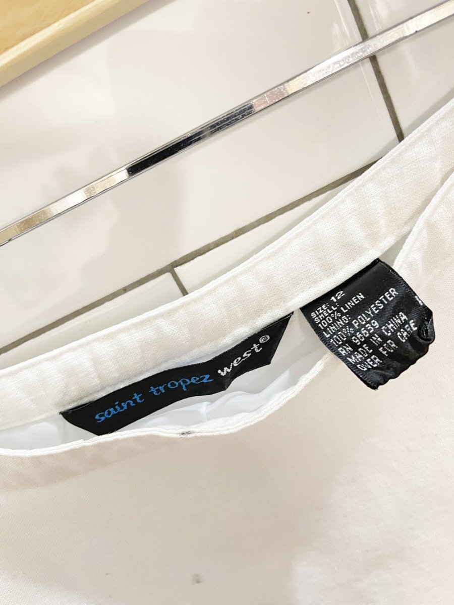 vintage 00s saint tropez west 100% linen crochet trim boho maxi skirt - good market thrift store