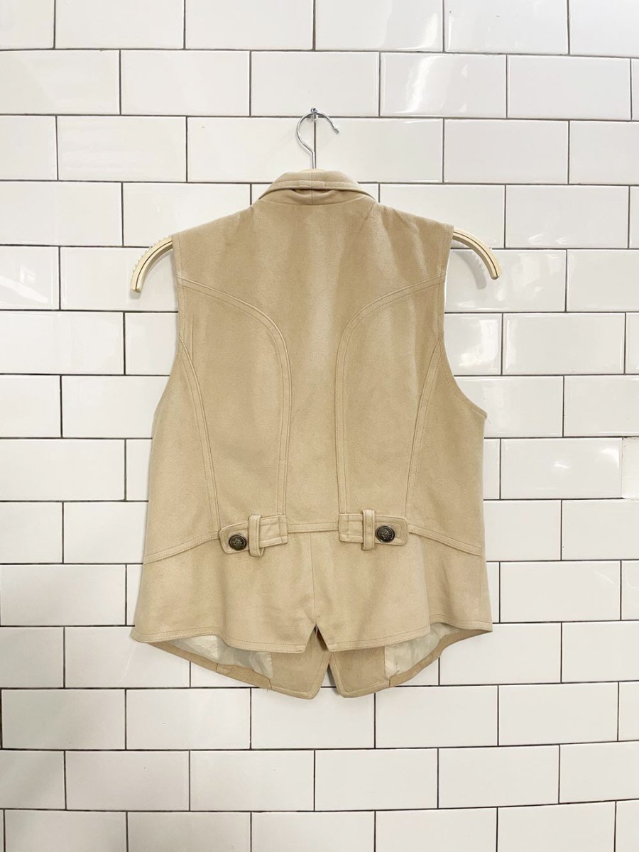 y2k faux suede fitted vest top - good market thrift store
