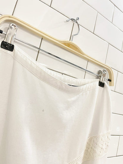 vintage 00s saint tropez west 100% linen crochet trim boho maxi skirt - good market thrift store