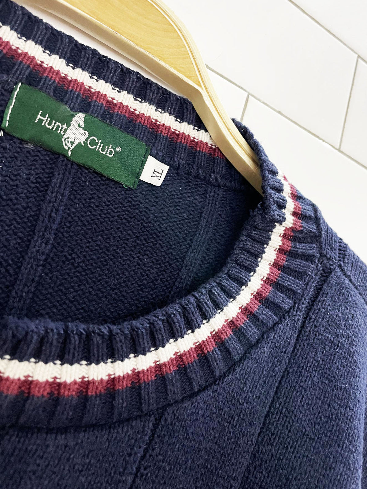 vintage 90s hunt club oversized crested knit sweater | made in usa