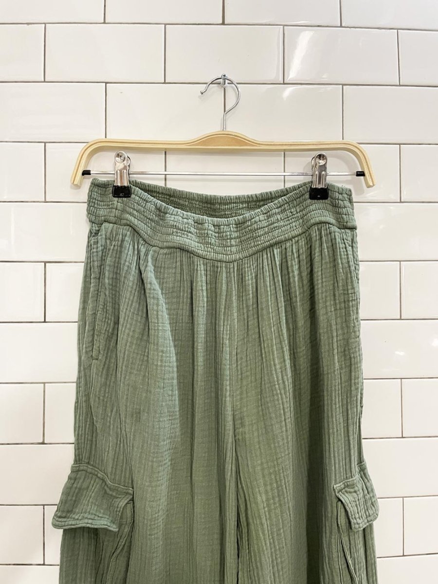 aerie gauze cotton wide leg cargo pant - good market thrift store