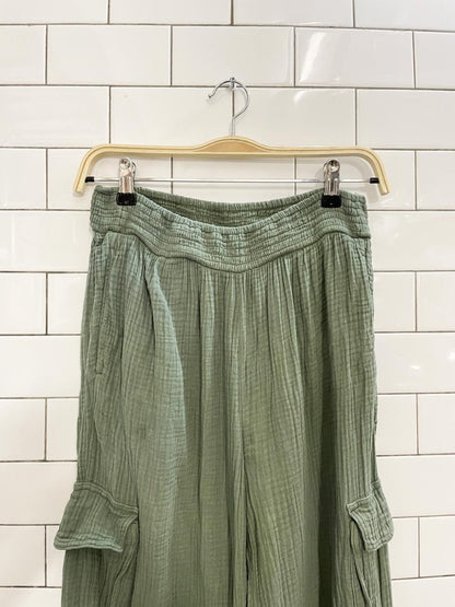 aerie gauze cotton wide leg cargo pant - good market thrift store