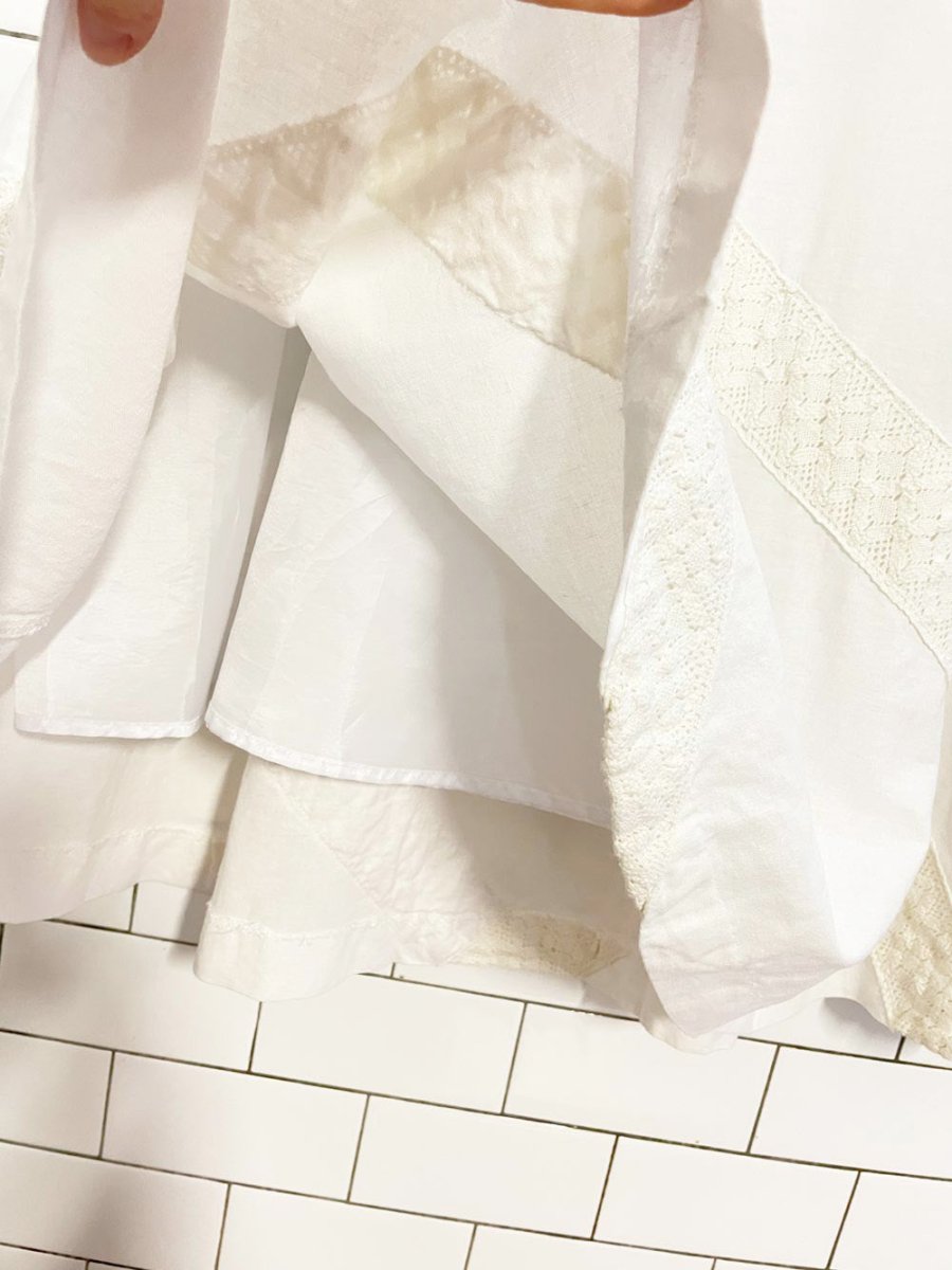 vintage 00s saint tropez west 100% linen crochet trim boho maxi skirt - good market thrift store