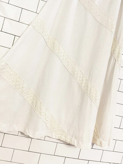 vintage 00s saint tropez west 100% linen crochet trim boho maxi skirt - good market thrift store