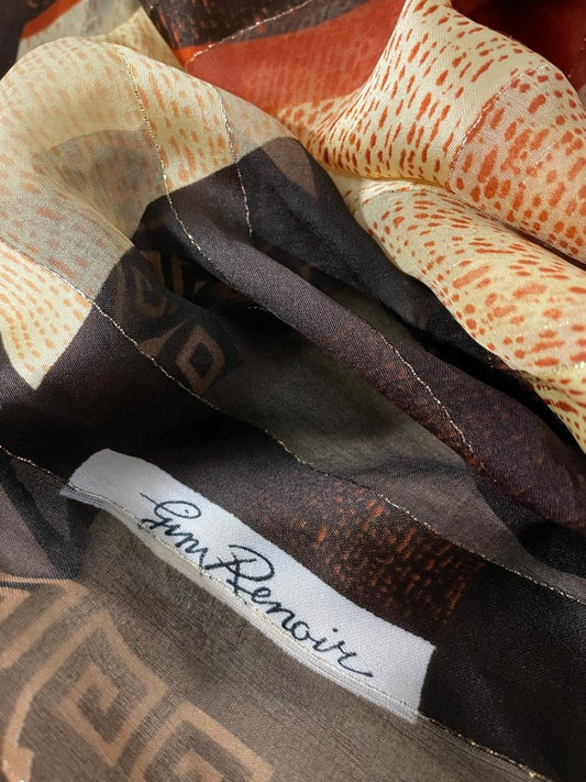 vintage 80s gina renoir metallic chiffon scarf - good market thrift store