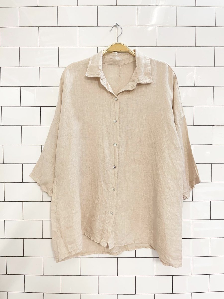 natural 100% linen oversized shirt - good market thrift store