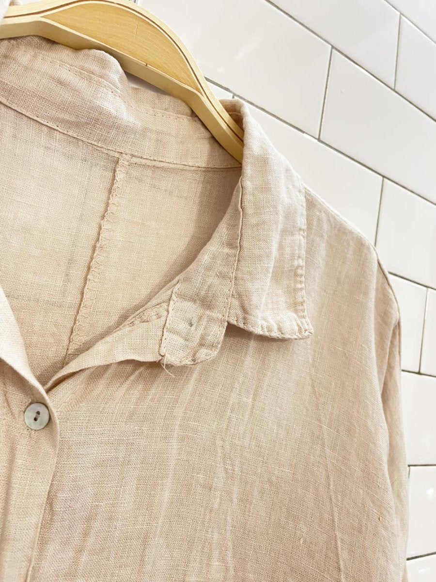 natural 100% linen oversized shirt - good market thrift store